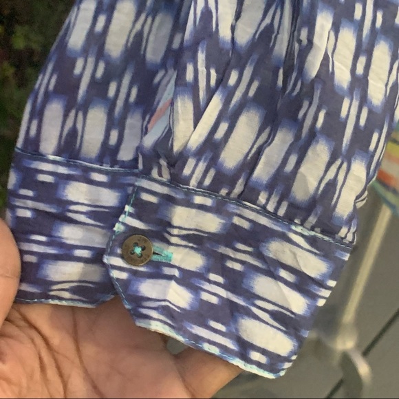 JOHNNIE WAS 3 J Workshop Button Down Shirt Print 3/4 Length Sleeve Size Small - Picture 6 of 8